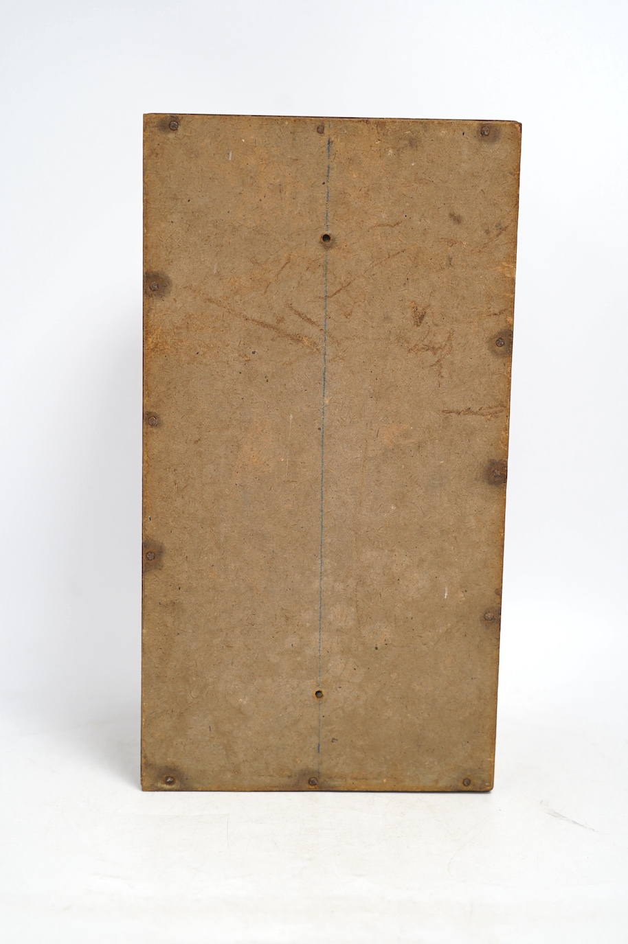 Two vintage printed card dog biscuit boxes, one with a Spratt’s collar, the other mahogany cased, 30cm high. Condition - fair